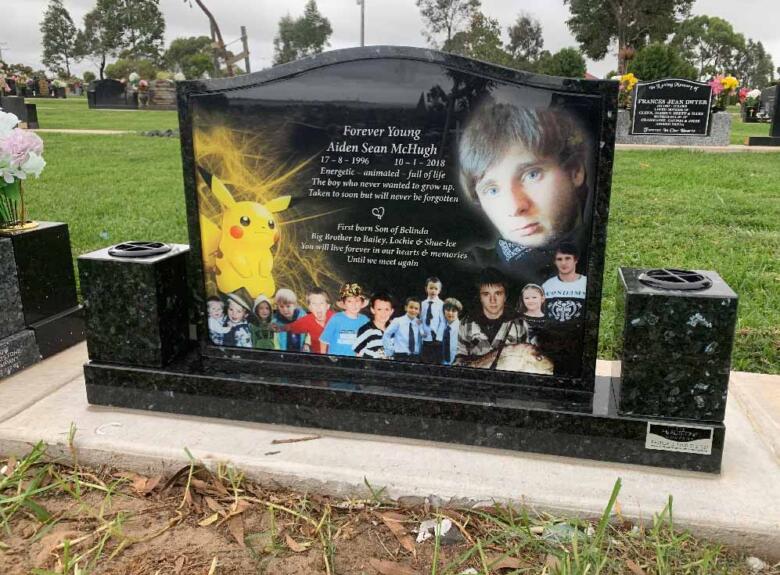 Mchugh - custom lawn headstone and base