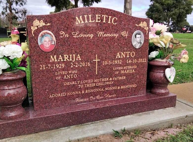 Miletic - custom lawn headstone and base